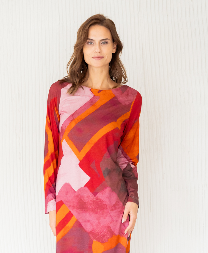 Hauskleid / langes Nachthemd vino rouge Baumwolle/Modal 6423