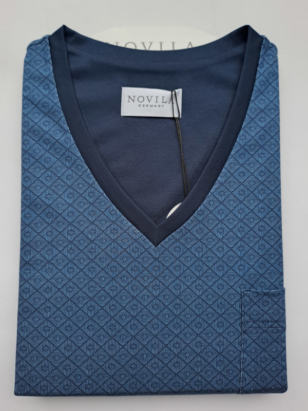 NOVILA Herrennachthemd 10698-81 blau Muster 1/1 Arm NOVILA Herrennachthemd 10698-81 blau Muster 1/1 Arm
