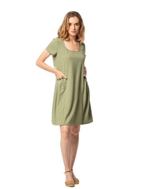 Sommerkleid in feinem Crash khaki grün senoretta 251186