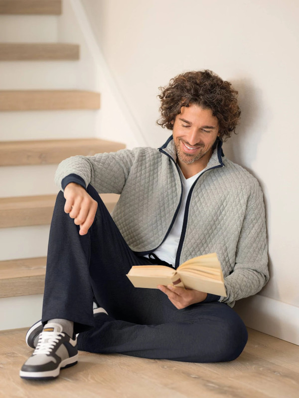 leicht wattierter Homewear Anzug hellgrau hajo 81230