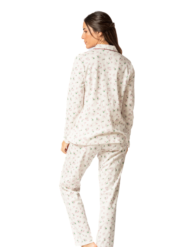 wärmerer Pyjama in 100% Baumwolle natur-rosa EGATEX