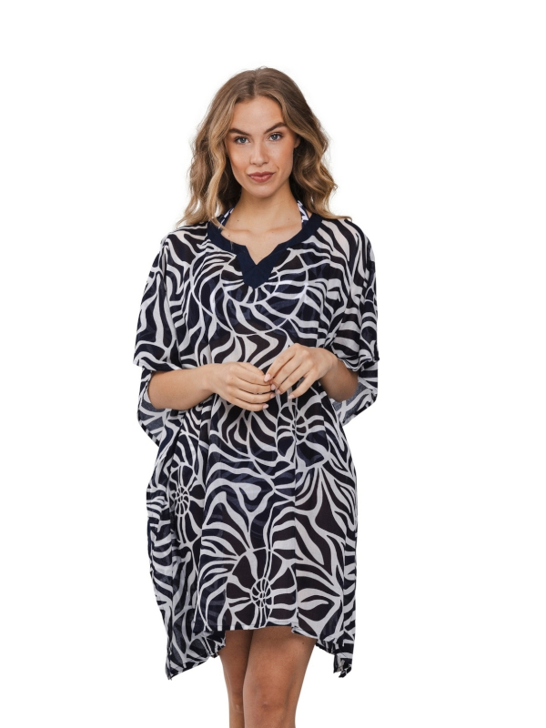 Poncho one size in Baumwolle Voile marine natur pastunette 371251-300-1