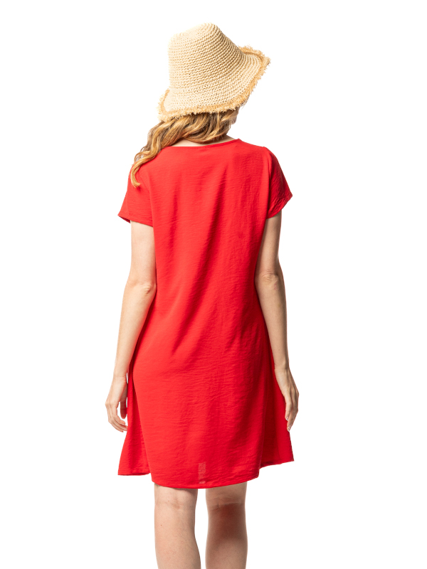 Sommerkleid in feinem Crash rojo Rot senoretta 251186 Sommerkleid in feinem Crash rojo Rot senoretta 251186