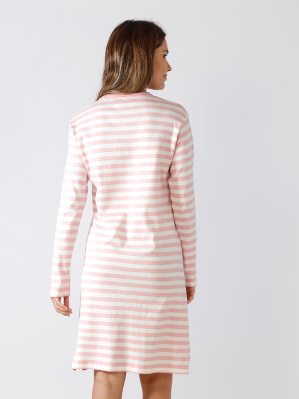 wärmeres Damen Sleepshirt 46347 rose Streifen hajo