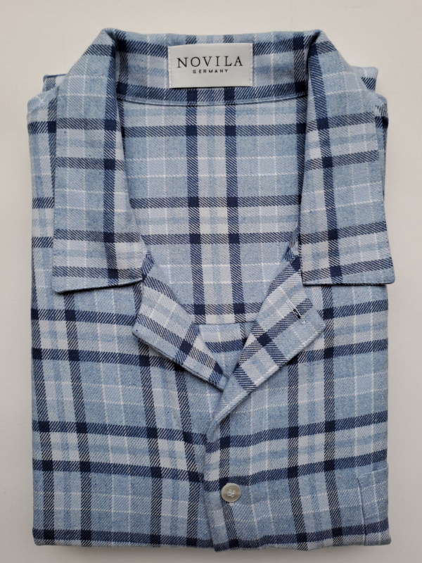 Herren Flanell Nachthemd Mario 10610 Blau kariert NOVILA Herren Flanell Nachthemd Mario 10610 Blau kariert NOVILA