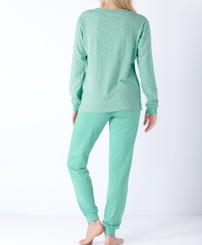 Damen Schlafanzug mit Bündchen Premium Cotton 46569 arktis