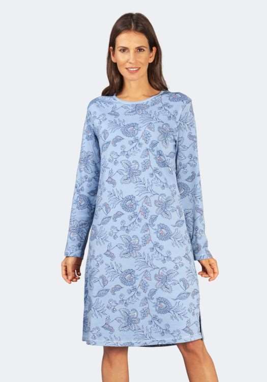 Damen Nachthemd hajo blau paisley 100% Baumwolle