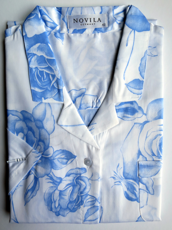 Nachthemd mit 1/2 Arm weiß mit Blüten Miriam NOVILA