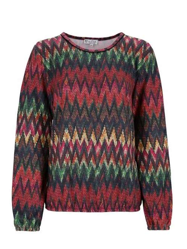 Damen Leichtstrick Pulli Zick Zack Print hajo