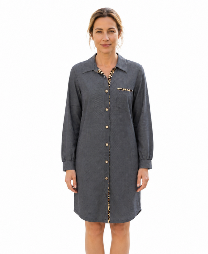 Damen Nachthemd durchgeknöpft Leostyle RINGELLA 6511008