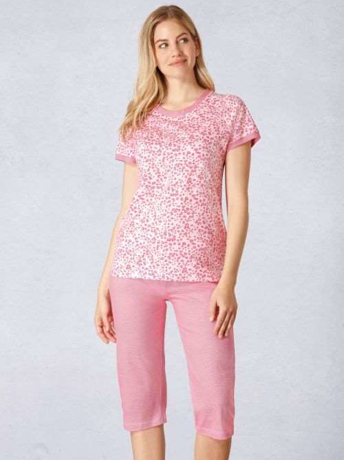 Damen Schlafanzug 100% Baumwolle pink hajo
