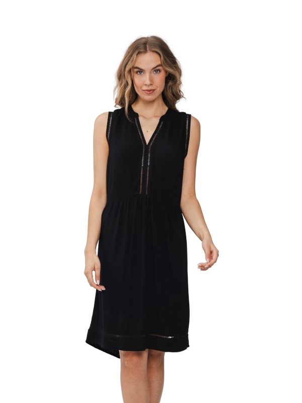 Sommerkleid schwarz mit Lochstickerei Viskose pastunette 311251-354-1