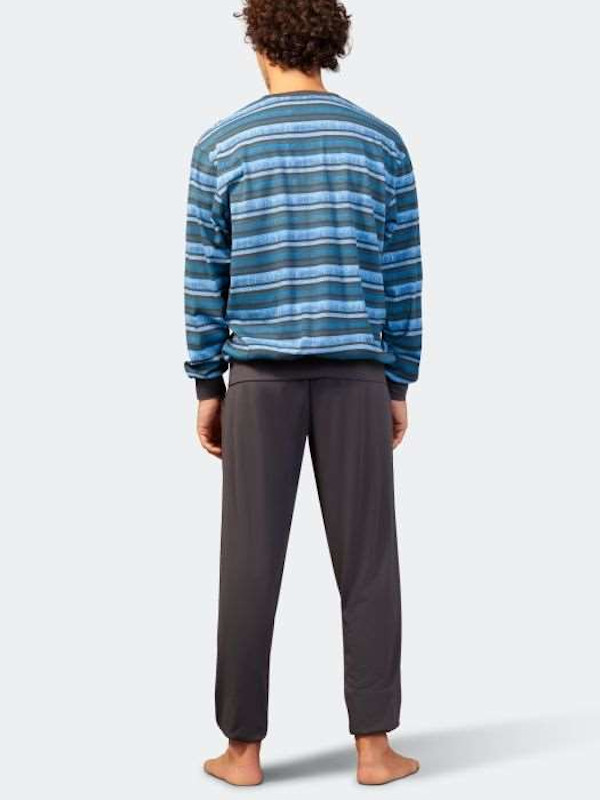 Herren Schlafanzug Klima Soft | dunkelblau Streifen hajo 53776 Herren Schlafanzug Klima Soft | dunkelblau Streifen hajo 53776
