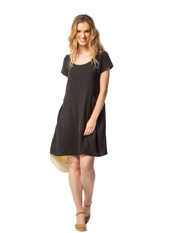 Sommerkleid in feinem Crash negro schwarz senoretta 251186 