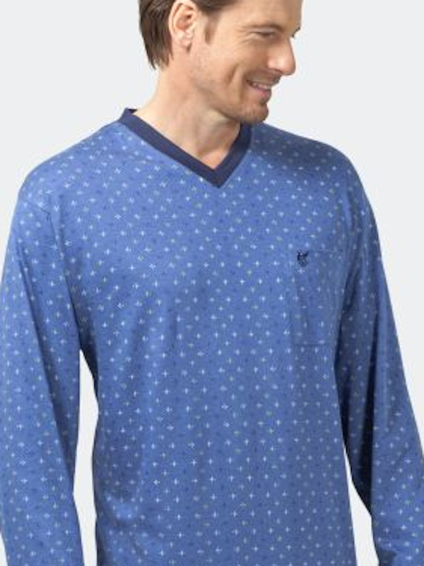 Herrennachthemd Premiumcotton jeansblau hajo