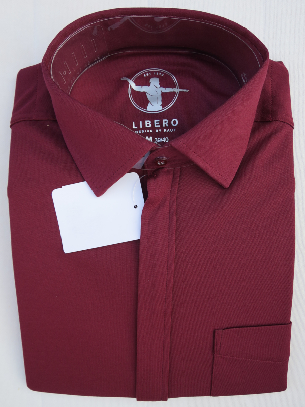 LIBERO DOPPIO Jerseyhemd Reißverschluss bordeauxrot