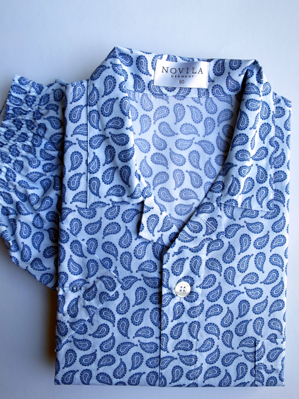 Pyjama Kurzarm Marco bleu paisley NOVILA