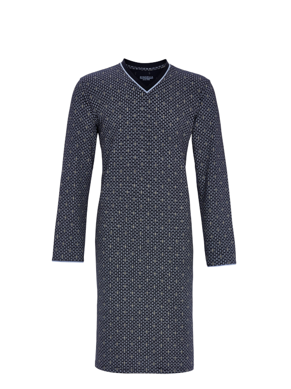 Herrennachthemd marine Muster 5541010