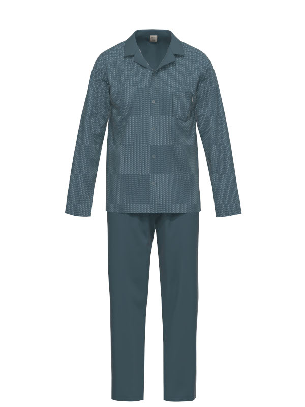 Herrenpyjama blau gemustert AMMANN 30986