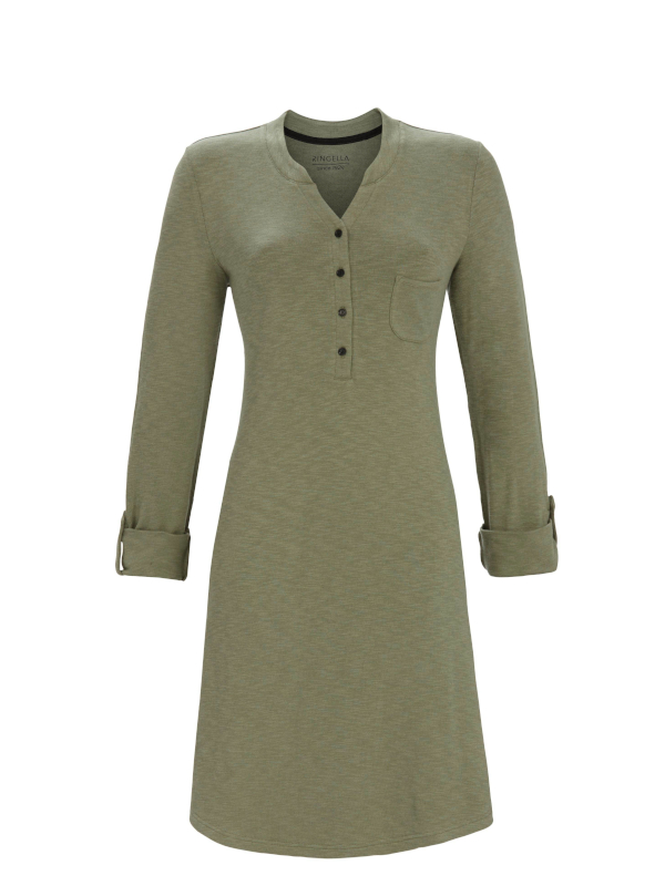 Damen Nachthemd mit Knopfleiste und Krempelärmel 5511010 RINGELLA