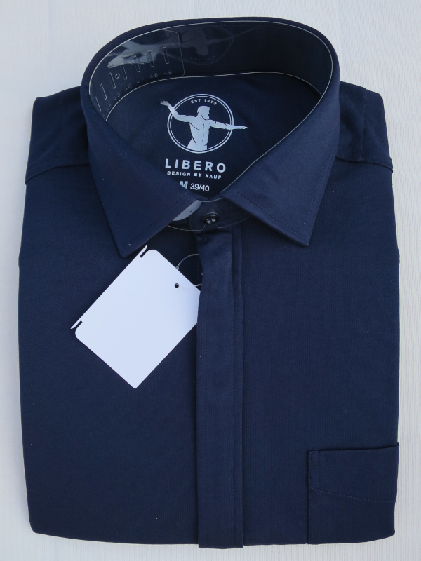LIBERO DOPPIO Jerseyhemd Reißverschluss marineblau