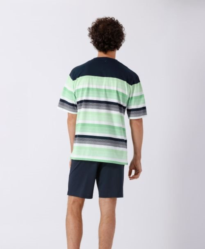 Herren 1/2Arm Schlafanzug Klima Komfort® marine grün 53929