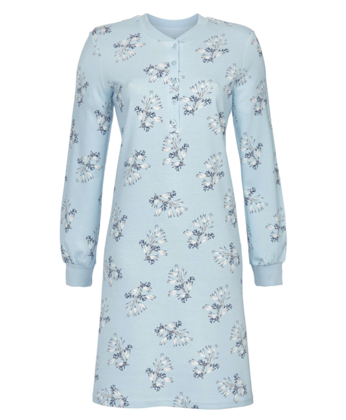 Damen Nachthemd classic hellbau 100% Baumwolle 5511037