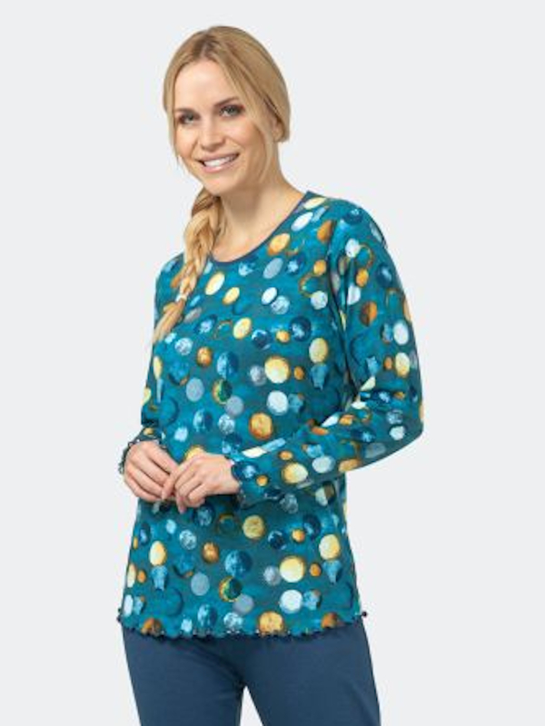 Wunderschöner Schlafanzug Tencel Baumwolle in petrol opal hajo